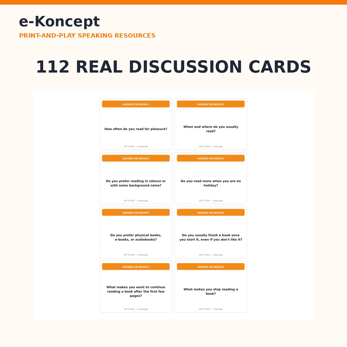 Let' talk: HOOKED ON BOOKS? Karty konwersacyjne - obrazek 4