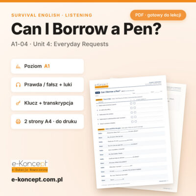 A1-04 Can I Borrow a Pen? – Survival English Listening A1 (PDF)