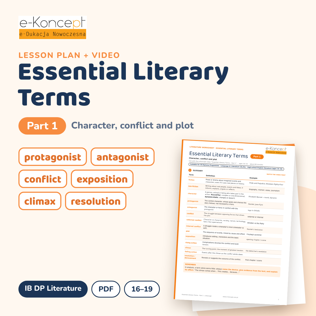 Essential Literary Terms – Part 1: Character, Conflict & Plot – scenariusz lekcji
