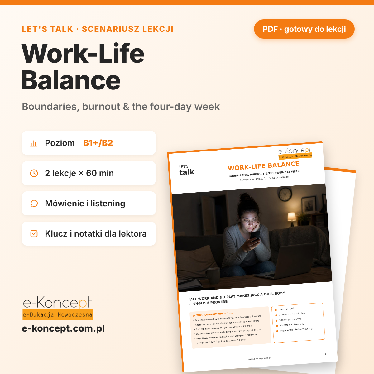 Let’s Talk: Work-Life Balance – scenariusz lekcji angielskiego B1+/B2