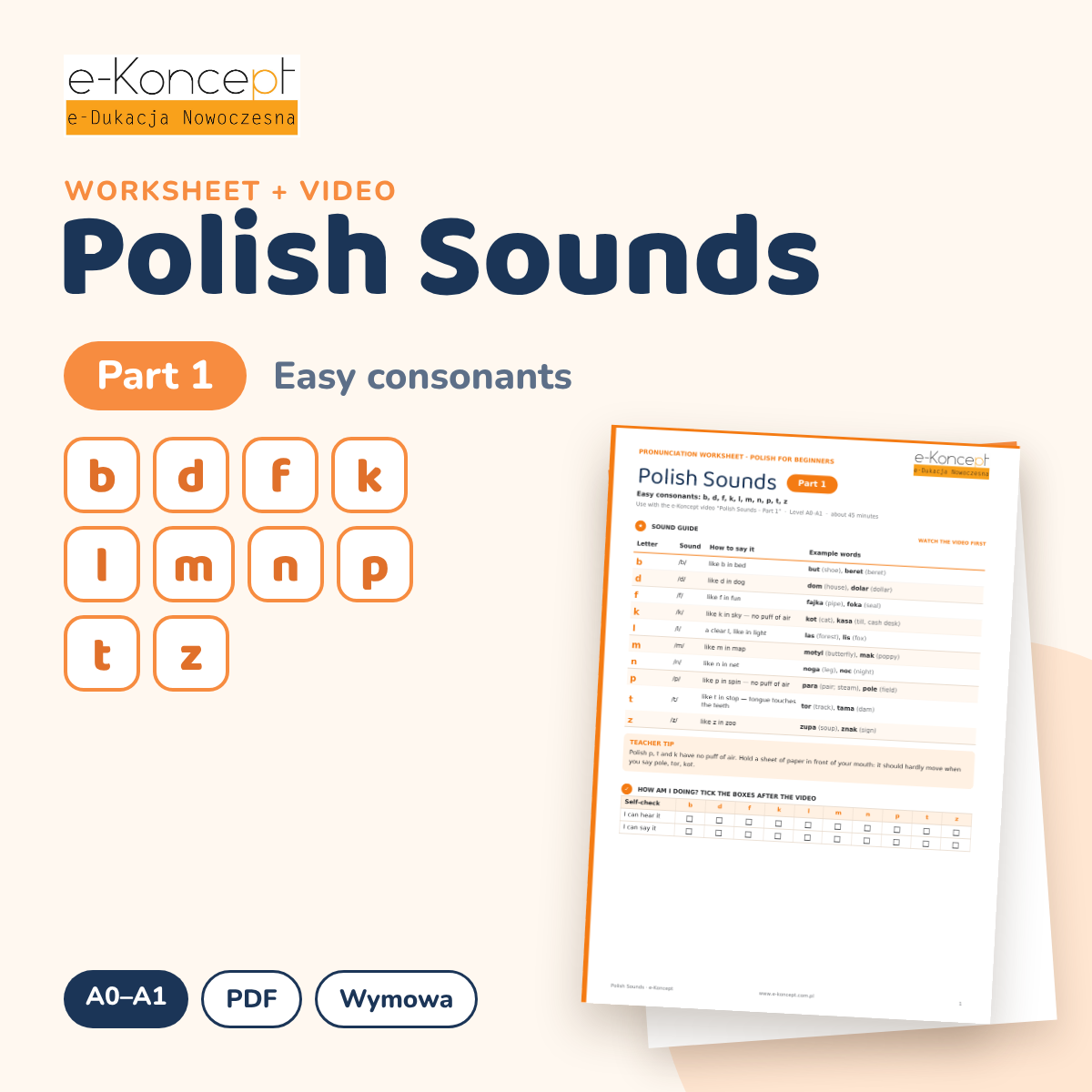 Polish Sounds – Part 1: Easy Consonants – karta pracy